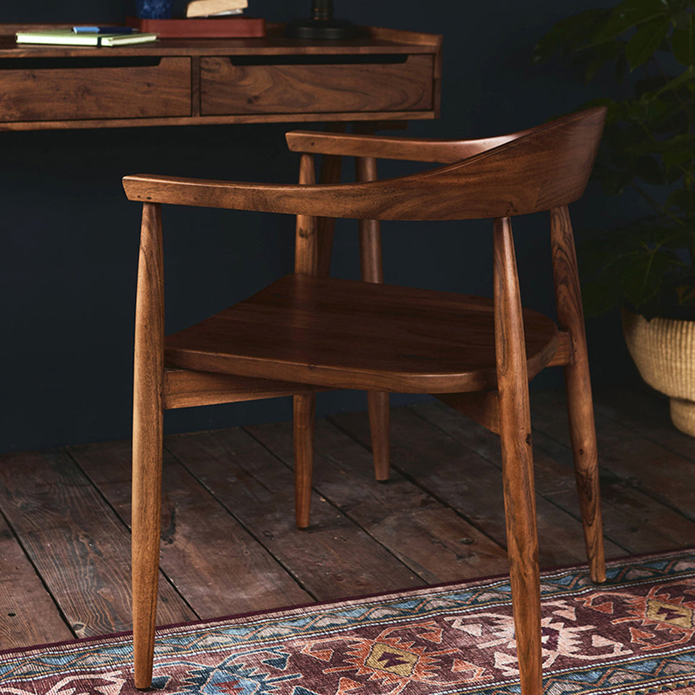 Leyuo Solid Wood Dining Chair in Dark Brown Finish