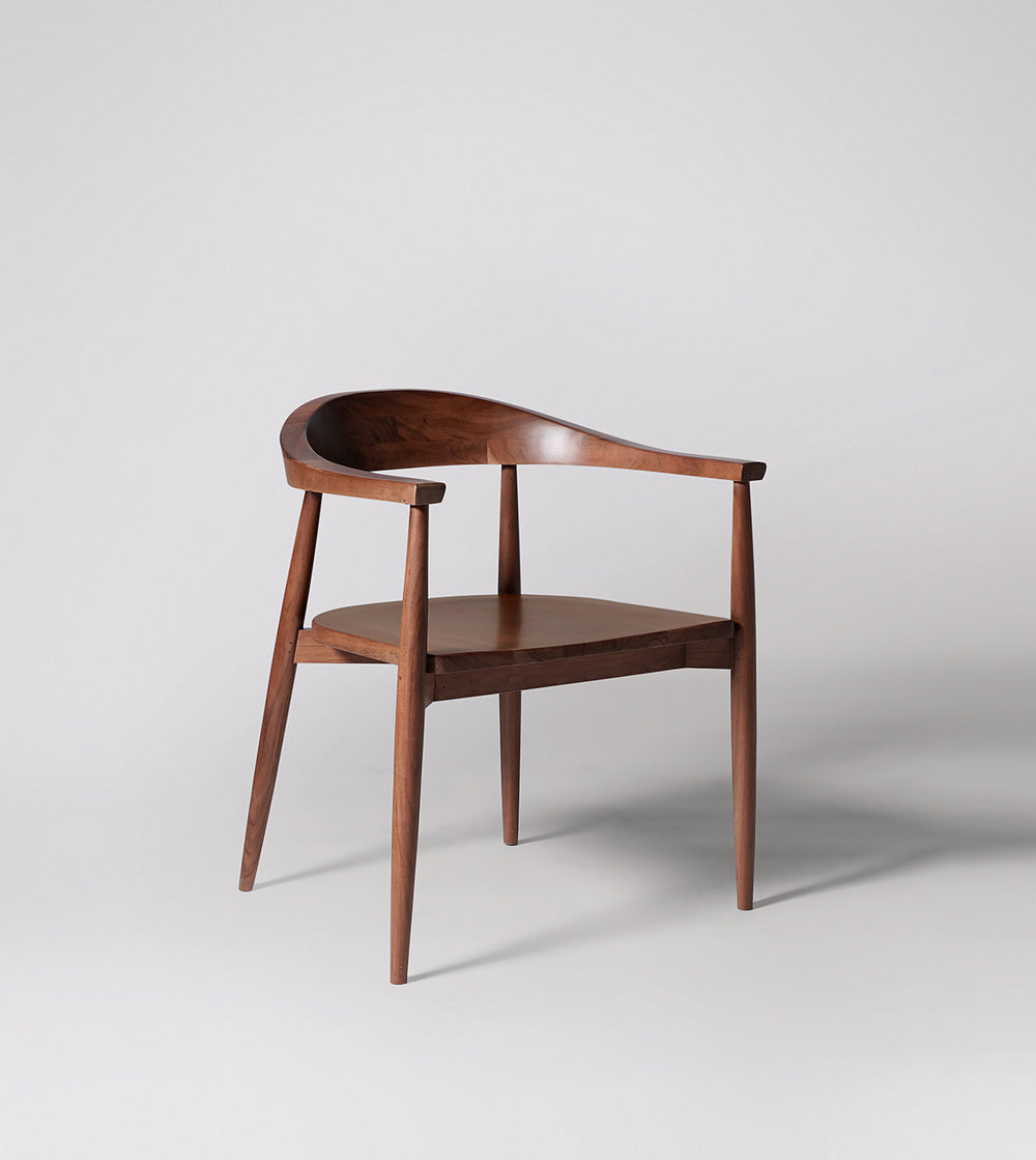 Leyuo Solid Wood Dining Chair in Dark Brown Finish