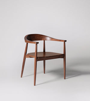 Leyuo Solid Wood Dining Chair in Dark Brown Finish