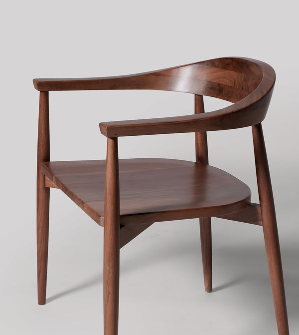 Leyuo Solid Wood Dining Chair in Dark Brown Finish