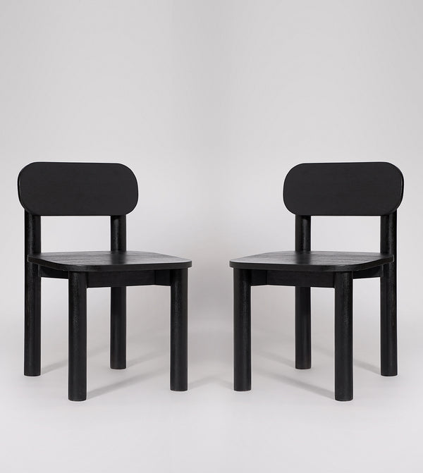 Sita Solid Wood Dining Chair in black Finish