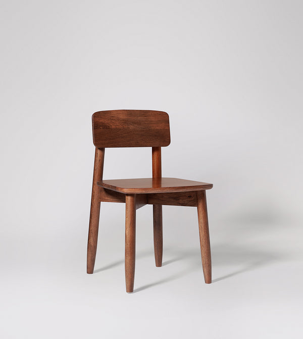 Rota Solid Wood Dining Chair in Dark Brown Finish