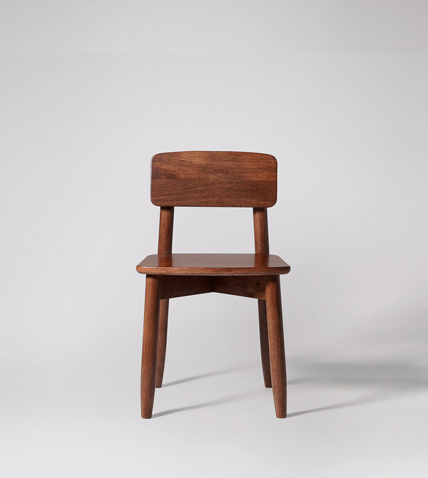 Rota Solid Wood Dining Chair in Dark Brown Finish