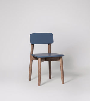 Rota Solid Wood Dining Chair in Blue & Natural Finish