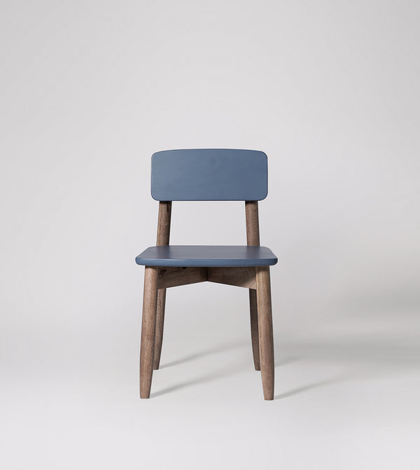 Rota Solid Wood Dining Chair in Blue & Natural Finish