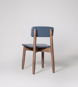 Rota Solid Wood Dining Chair in Blue & Natural Finish