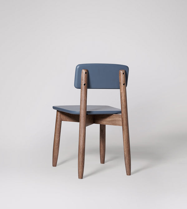 Rota Solid Wood Dining Chair in Blue & Natural Finish
