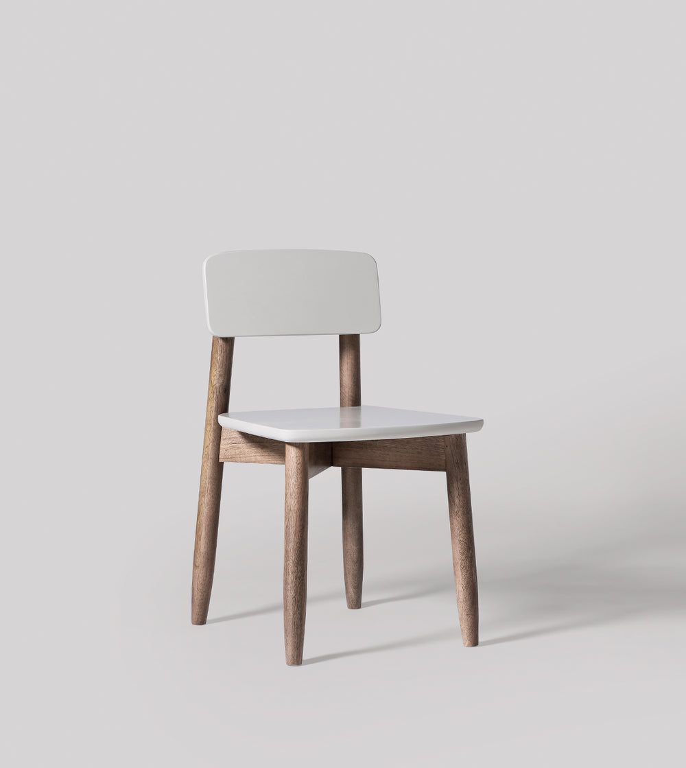 Rota Solid Wood Dining Chair in White & Natural Finish