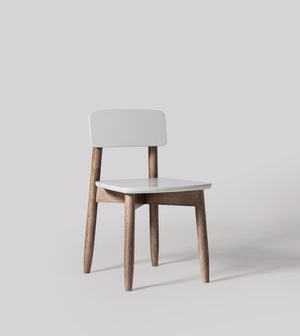 Rota Solid Wood Dining Chair in White & Natural Finish