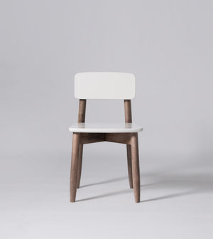 Rota Solid Wood Dining Chair in White & Natural Finish