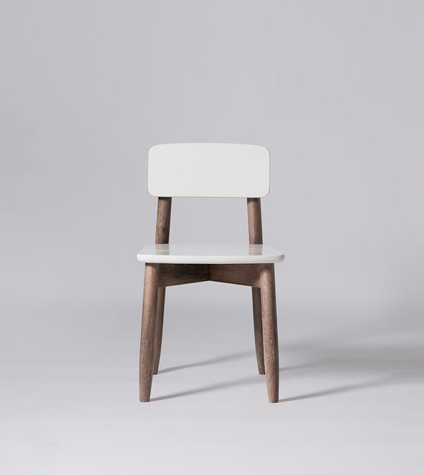Rota Solid Wood Dining Chair in White & Natural Finish