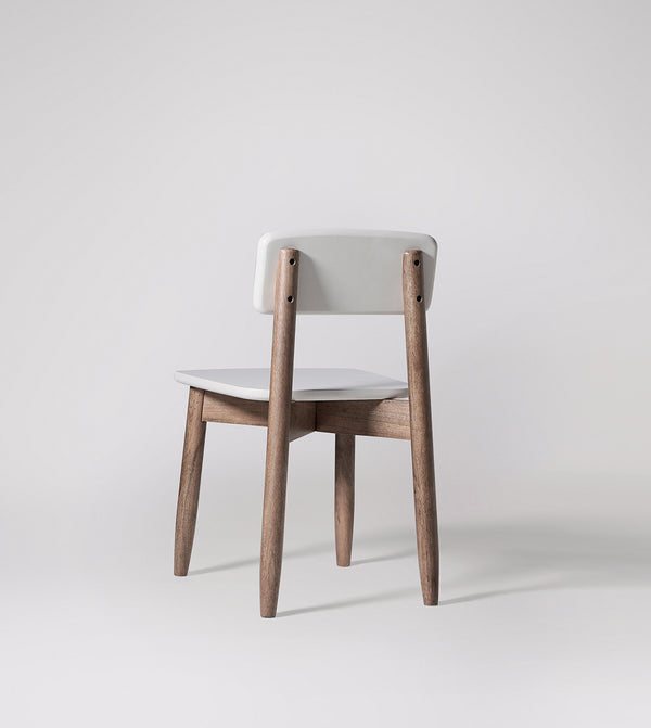 Rota Solid Wood Dining Chair in White & Natural Finish