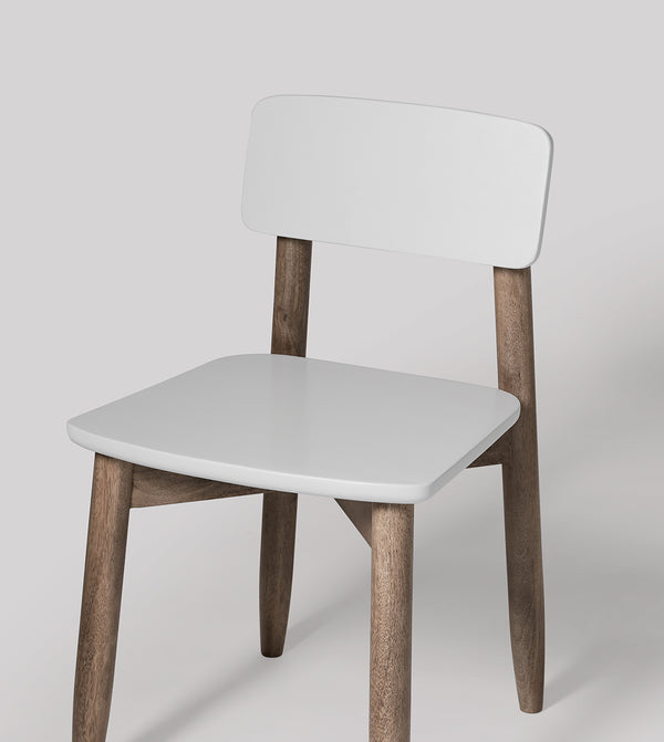 Rota Solid Wood Dining Chair in White & Natural Finish