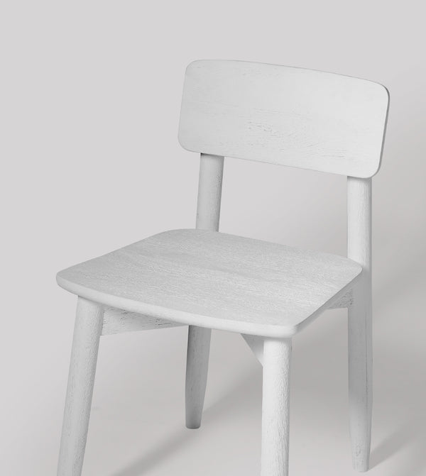 Rota Solid Wood Dining Chair in Sandblasted White Finish