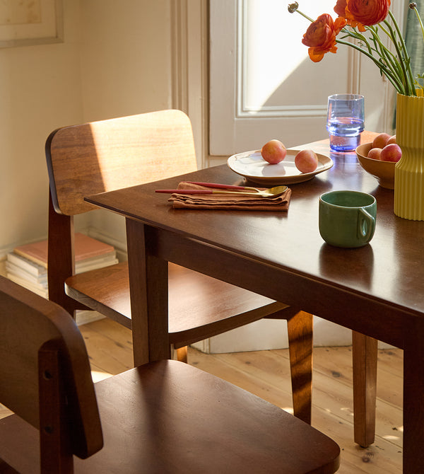 Old Ham Solid Wood Dining Table in Dark Brown Finish