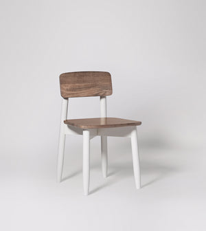 Rota Solid Wood Dining Chair in White & Natural Finish