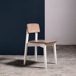 Rota Solid Wood Dining Chair in White & Natural Finish