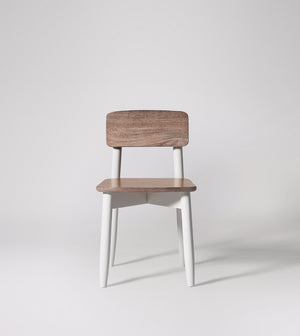 Rota Solid Wood Dining Chair in White & Natural Finish