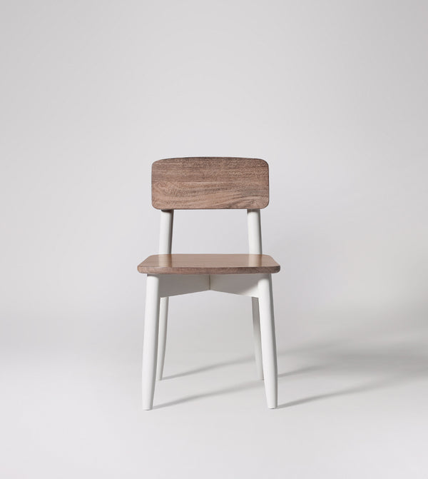 Rota Solid Wood Dining Chair in White & Natural Finish