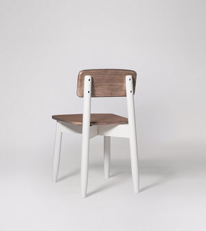 Rota Solid Wood Dining Chair in White & Natural Finish