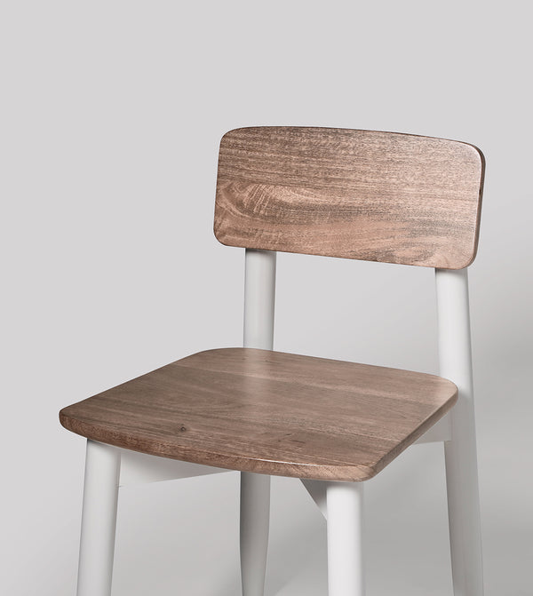 Rota Solid Wood Dining Chair in White & Natural Finish