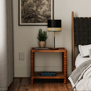 Cassandra Solid acacia wood bedside table in Provincial Teak Finish