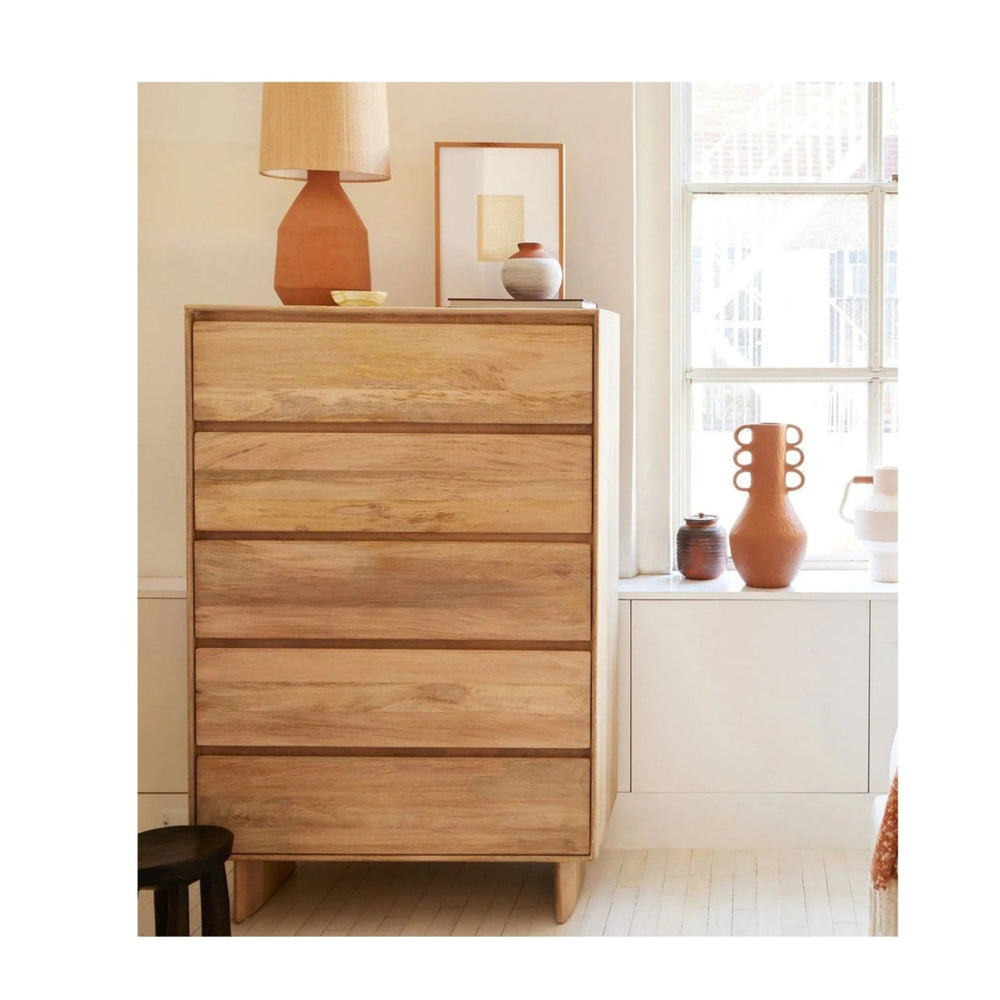 Reggie Solid Mango wood Chest of Drawer in White Wash Finish