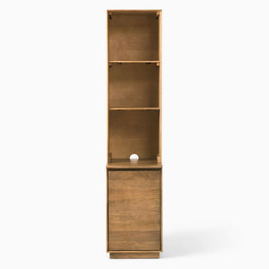 Reggie Solid Mango Wood Cabinet with One Door Cabinet with open shelves in Provincial teak Finish