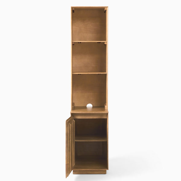Reggie Solid Mango Wood Cabinet with One Door Cabinet with open shelves in Provincial teak Finish
