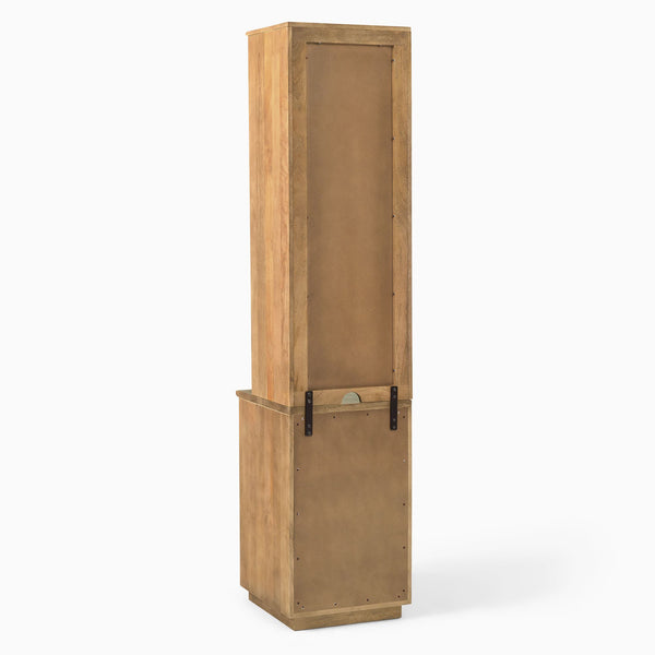 Reggie Solid Mango Wood Cabinet with One Door Cabinet with open shelves in Provincial teak Finish