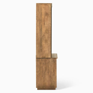 Reggie Solid Mango Wood Cabinet with One Door Cabinet with open shelves in Provincial teak Finish