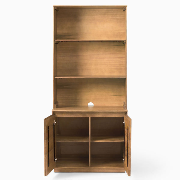 Reggie Solid Mango Wood Cabinet with Two Door with open shelves in Provincial teak Finish