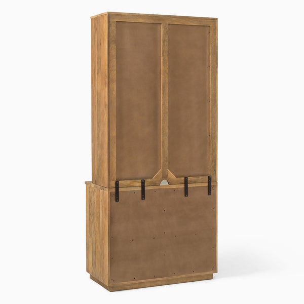 Reggie Solid Mango Wood Cabinet with Two Door with open shelves in Provincial teak Finish