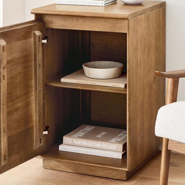 Reggie Solid Mango Wood Cabinet with One Door in Provincial teak Finish