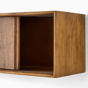 Reggie Solid Mango Wood Wall Shelf with Sliding Door
