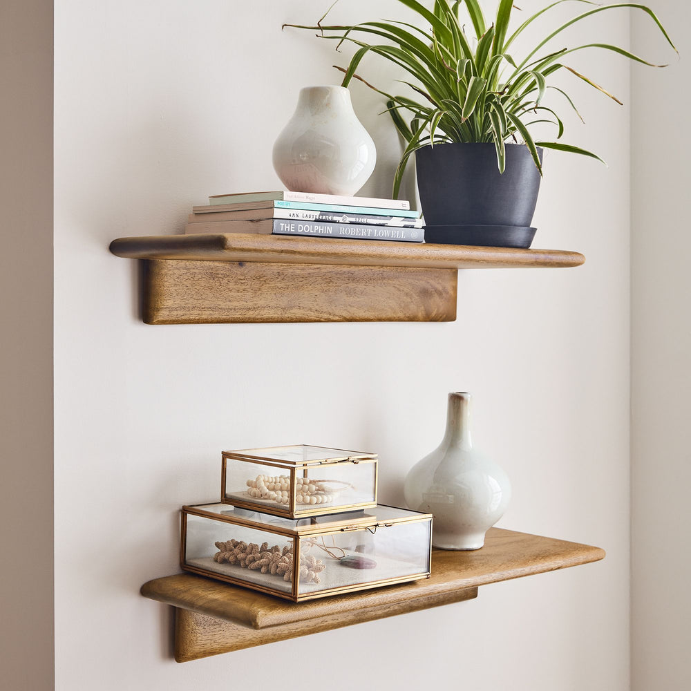 Reggie Solid Mango Wood Wall Shelf Set of 2