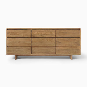 Reggie Solid Mango wood Chest of Drawer with 9 drawer in Provincial Teak Finish