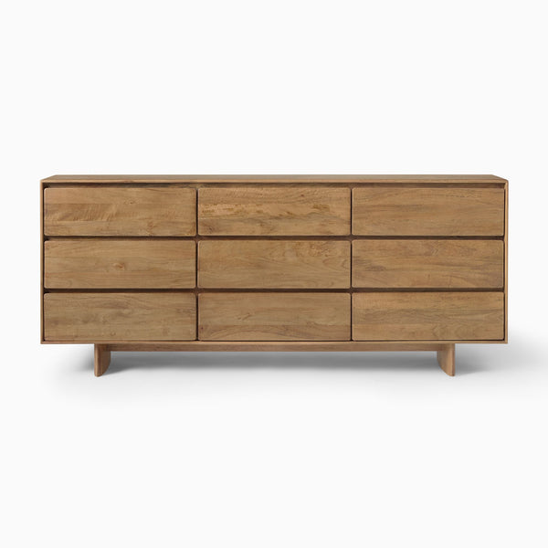 Reggie Solid Mango wood Chest of Drawer with 9 drawer in Provincial Teak Finish