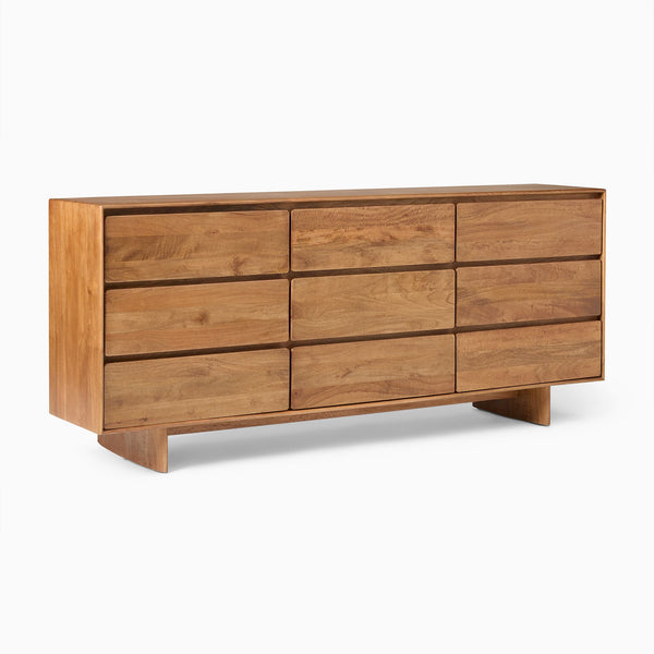 Reggie Solid Mango wood Chest of Drawer with 9 drawer in Provincial Teak Finish