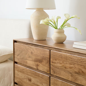 Reggie Solid Mango wood Chest of Drawer with 9 drawer in Provincial Teak Finish