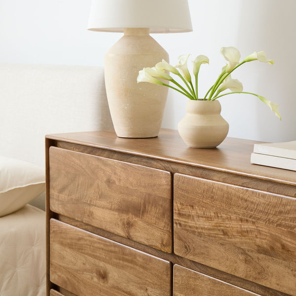 Reggie Solid Mango wood Chest of Drawer with 9 drawer in Provincial Teak Finish