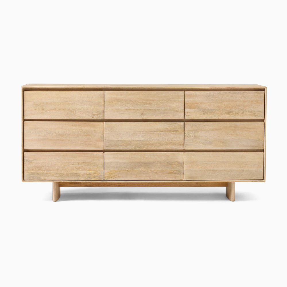 Reggie Solid Mango wood Chest of Drawer with 9 drawer in White Finish