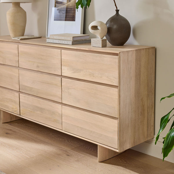 Reggie Solid Mango wood Chest of Drawer with 9 drawer in White Finish