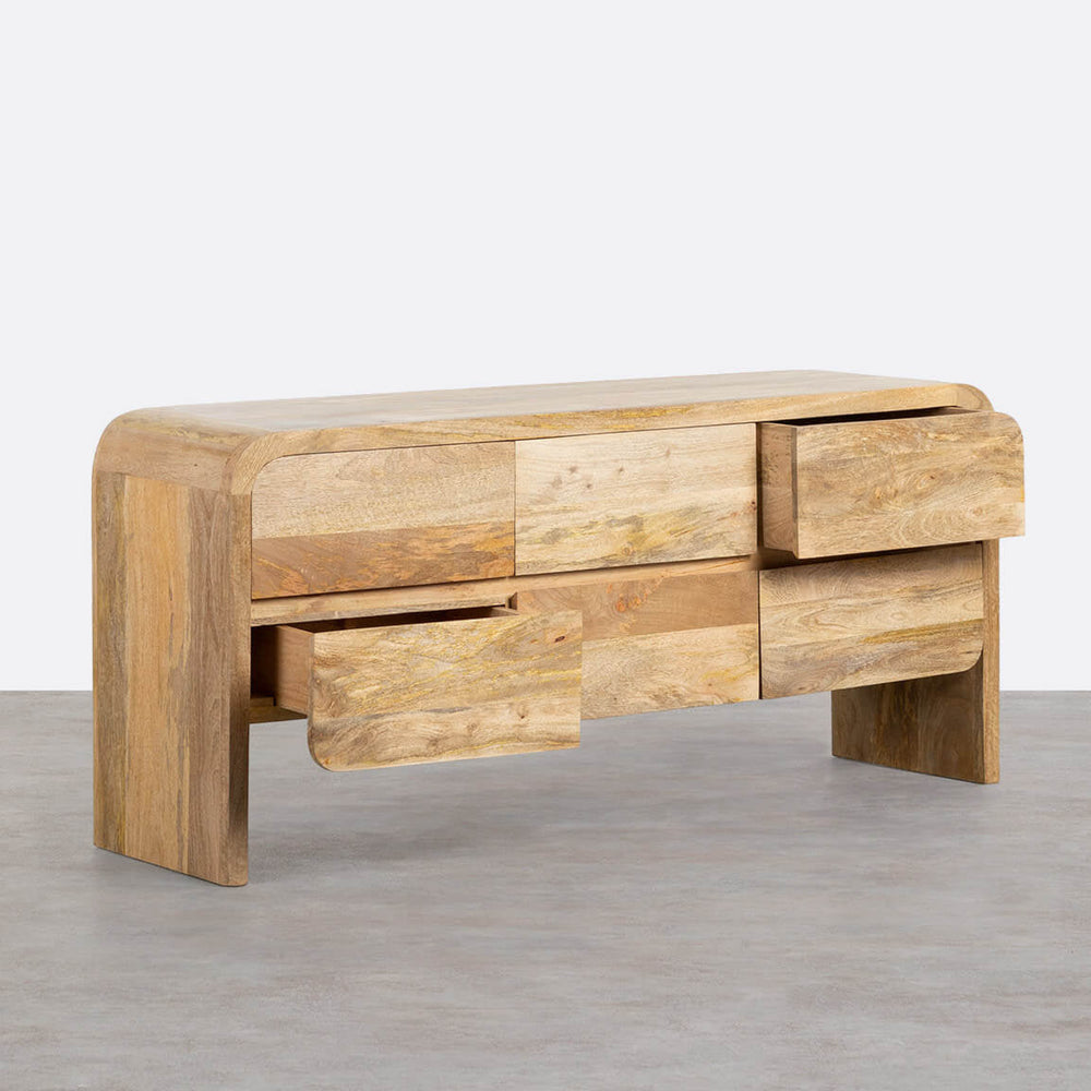 Stigen Solid Mangowood Sideboard with 6 Drawers in Natural Finish