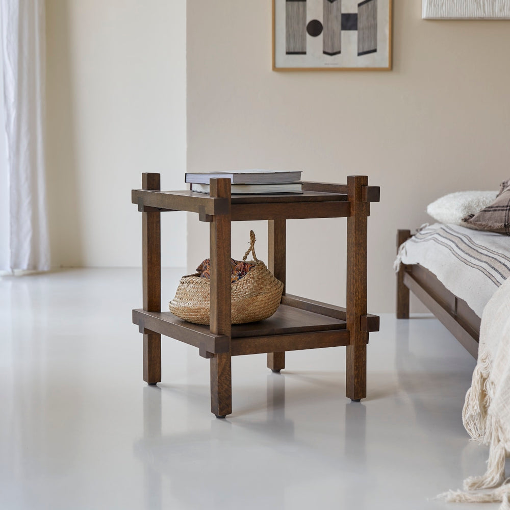 Diner Solid mango wood bedside table in Provincial Teak Finish