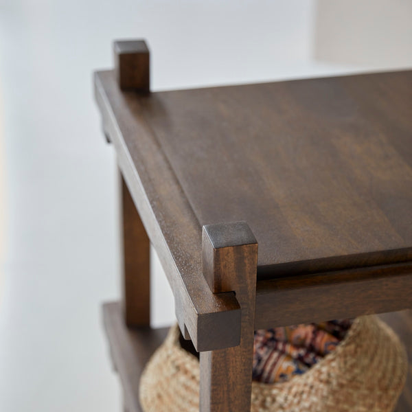 Diner Solid mango wood bedside table in Provincial Teak Finish