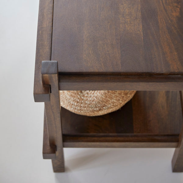 Diner Solid mango wood bedside table in Provincial Teak Finish