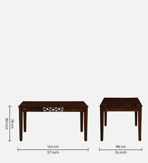 Aura Sheesham Wood 6 Seater Dining Set in Scratch Resistant Provincial Teak Finish