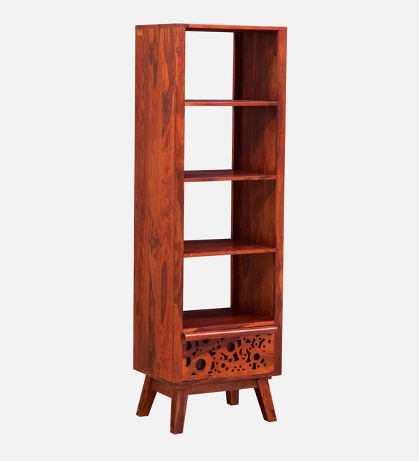 Aura Sheesham Wood Book Shelf In Honey Oak Finish