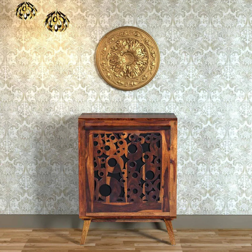 Aura Sheesham Wood Cabinet in Provincial Teak Finish